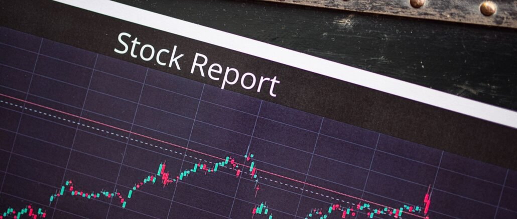 Detailed view of a stock report displaying a market performance graph with data trends.